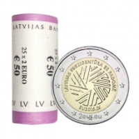 Latvia 2 euroa UNC rullaa 2015 – EU-puheenjohtajuus