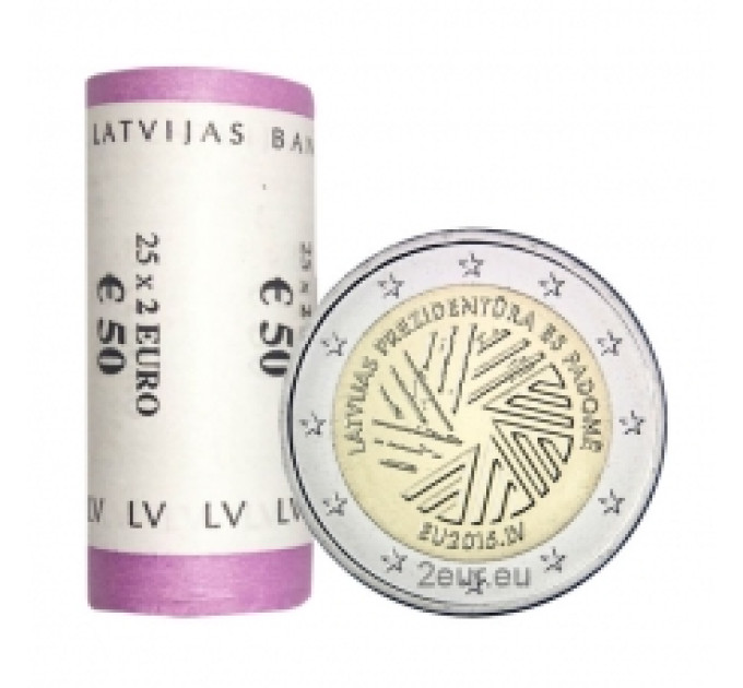 Latvia 2 euroa UNC rullaa 2015 – EU-puheenjohtajuus