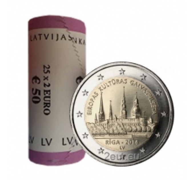 Latvia 2 euroa UNC rullaa 2014 - Riika - Euroopan kulttuuripääkaupunki