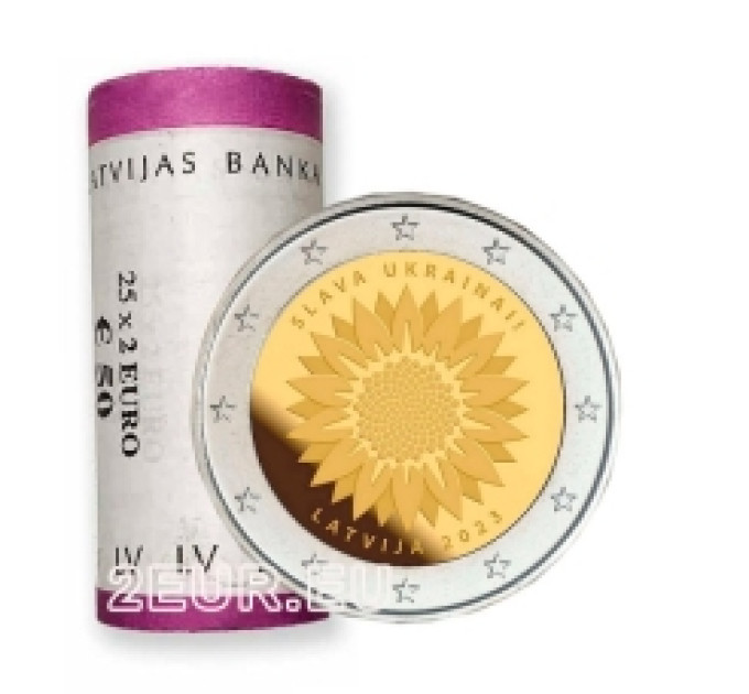 Latvia 2 euroa UNC rullaa 2023 - Slava Ukrainai