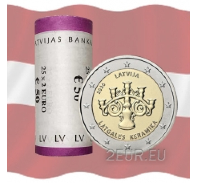 Latvia 2 euroa UNC rullaa 2020 - Latgalilainen keramiikka