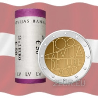 Latvia 2 euroa UNC rullaa 2021 – Latvia de iure 100