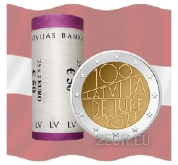 Latvia 2 euroa UNC rullaa 2021 – Latvia de iure 100