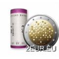 Latvia 2 euroa UNC rullaa 2022 - Talouslukutaito - 100 vuotta Latvian keskuspankki
