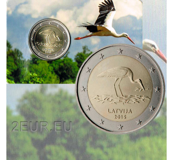 Latvia 2 euroa BU 2015 - Stork