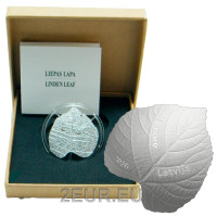 Latvia 5 euron hopea proof 2020 - Linden Leaf