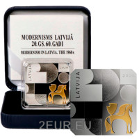 Latvia 5 euron hopea proof 2020 - Modernismi Latviassa - 1960-luku