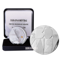 Latvia 5 euron hopea proof 2022 - Ukrainan vapaus