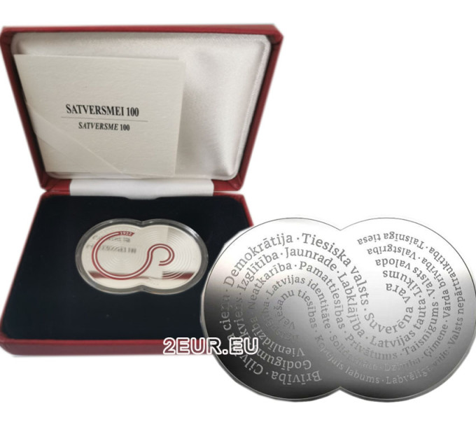 Latvia 5 euron hopea proof 2022 - Latvian tasavallan perustuslaki