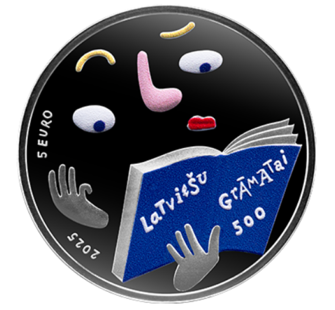 Latvia 5 euron hopea proof 2025 - Latvialainen kirja – 500