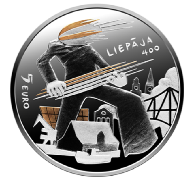Latvia 5 euron hopea proof 2025 - Aurinko ja tuuli
