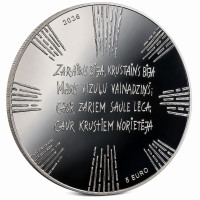 Latvia 5 euron hopea proof 2026 - Morsiamen kruunu