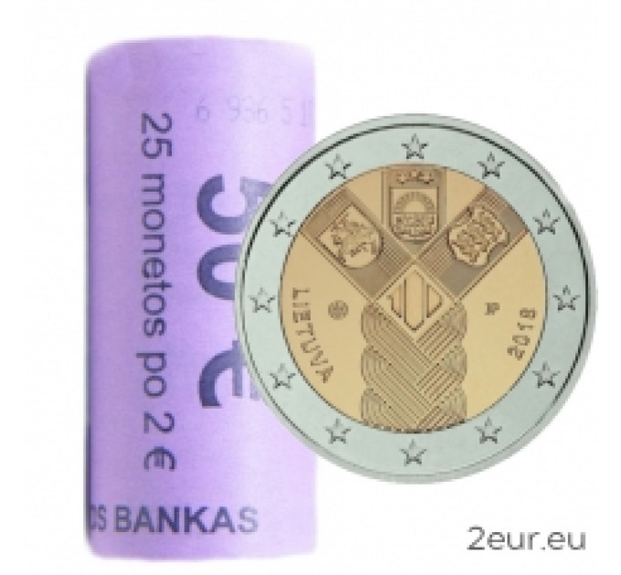 Liettua 2 euroa UNC rullaa 2018 - Baltian maiden itsenäisyyden 100 vuotta