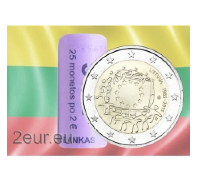 Liettua 2 euroa UNC rullaa 2015 – 30 vuotta EU:n lippua