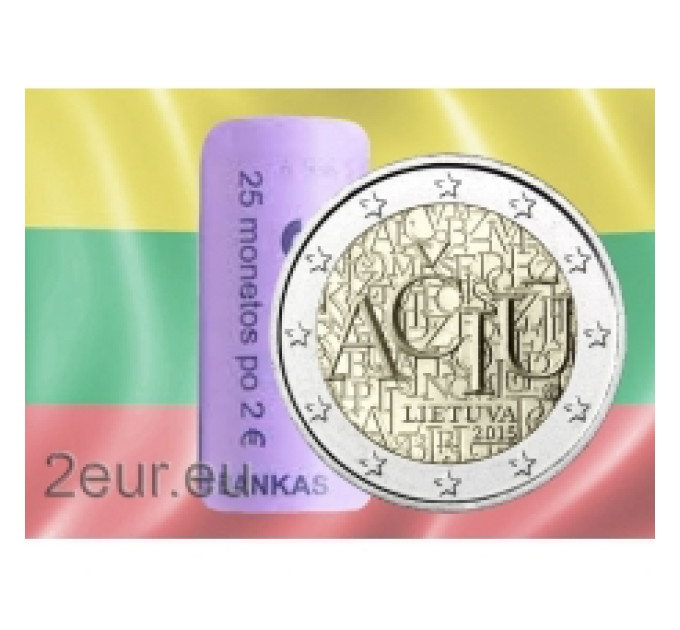 Liettua 2 euroa UNC rullaa 2015 – Aciu: Liettuan kieli