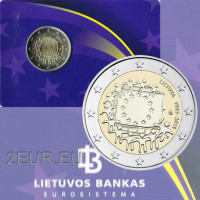Liettua 2 euroa BU 2015 - 30 vuotta EU:n lippua 