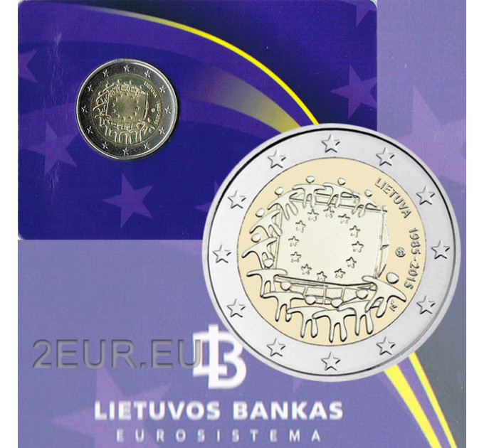 Liettua 2 euroa BU 2015 - 30 vuotta EU:n lippua 