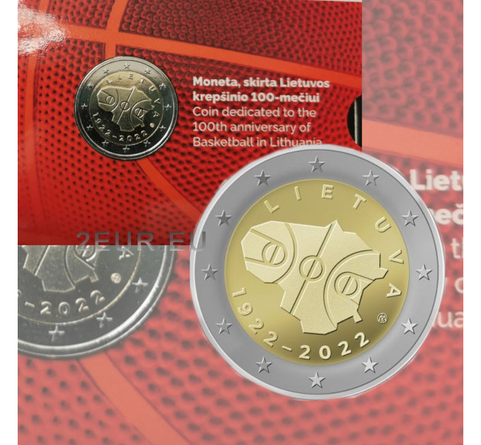 Liettua 2 euroa BU 2022 - 100 vuotta koripalloa Liettuassa 