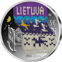 Liettua 5 euron hopea proof 2025 - Kehtolaulu