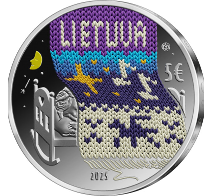 Liettua 5 euron hopea proof 2025 - Kehtolaulu