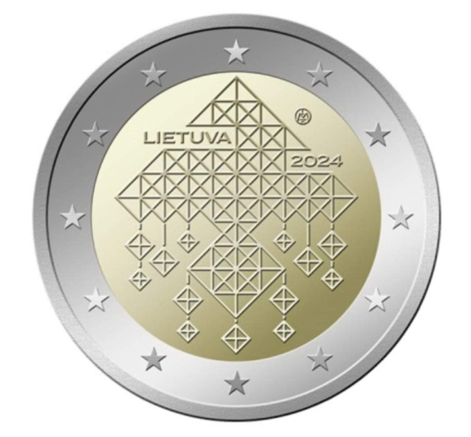 Liettua 2 euroa UNC 2024 - Olkikattoiset puutarhat
