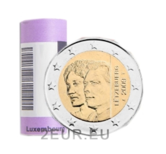 Luxemburg 2 euroa UNC rullaa 2009 - 90 vuotta suurherttuatar Charlotten valtaistuimelle noususta