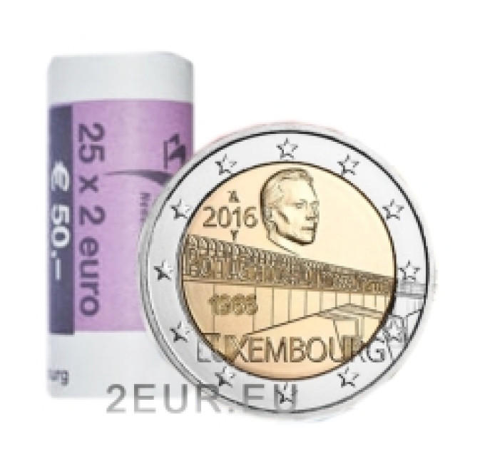 Luxemburg 2 euroa UNC rullaa 2016 - Silta "Suurherttuatar Charlotte"