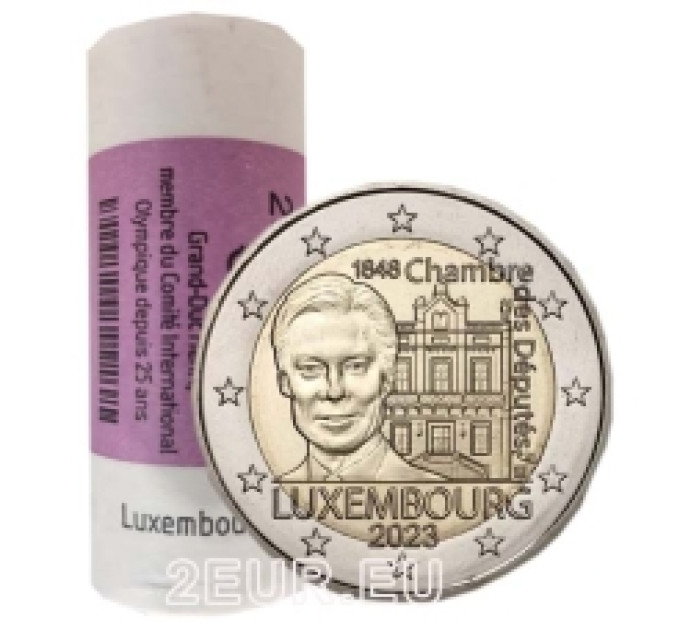 Luxemburg 2 euroa UNC rullaa 2023 - 175 vuotta edustajainhuoneen ja ensimmäisen perustuslain perustamisesta