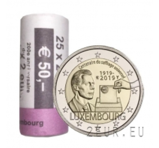 Luxemburg 2 euroa UNC rullaa 2019 - 100 vuotta yleisestä äänioikeudesta