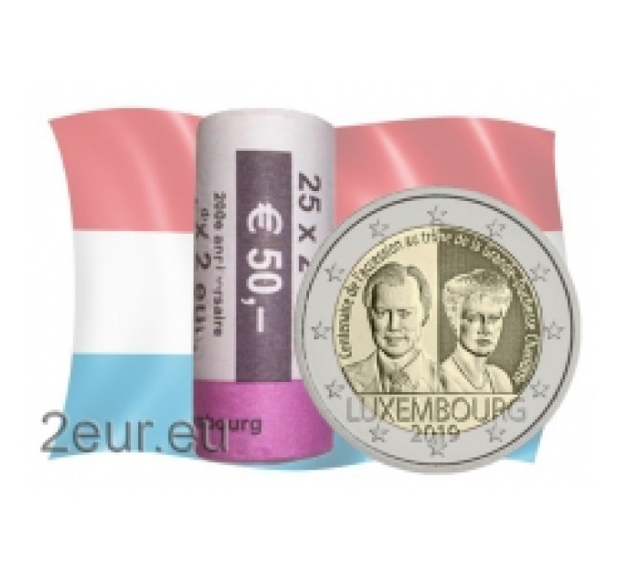 Luxemburg 2 euroa UNC rullaa 2019 - 100 vuotta suurherttuatar Charlotten valtaistuimelle saapumisesta ja avioliitosta