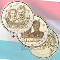 Luxemburg 2 euroa UNC 2021 - Suurherttuatar Maria Teresan 40-vuotis hääpäivä suurherttua Henryn helpotuksen kanssa+kuva