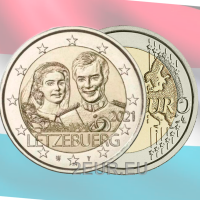 Luxemburg 2 euroa UNC 2021 - Suurherttuatar Maria Teresan 40. hääpäivä suurherttua Henryn kanssa