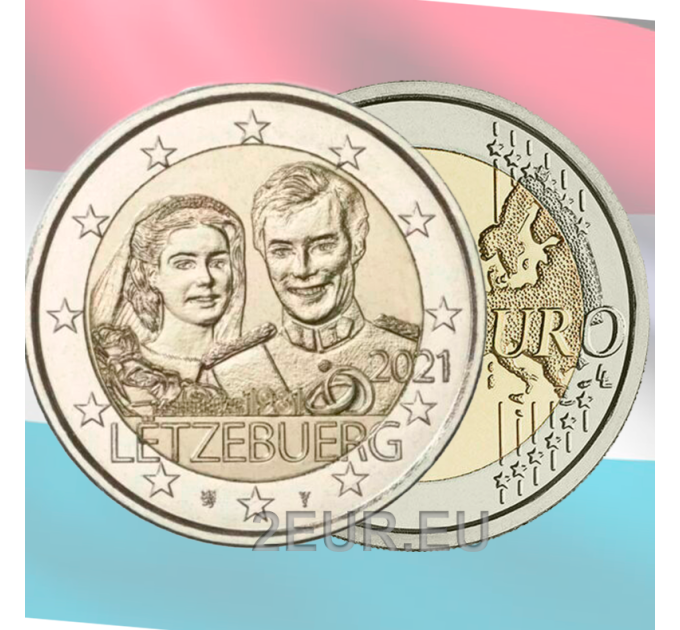 Luxemburg 2 euroa UNC 2021 - Suurherttuatar Maria Teresan 40. hääpäivä suurherttua Henryn kanssa