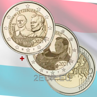 Luxemburg 2 euroa UNC 2021 - 100 vuotta suurherttua Jeanin syntymästä relief+kuva