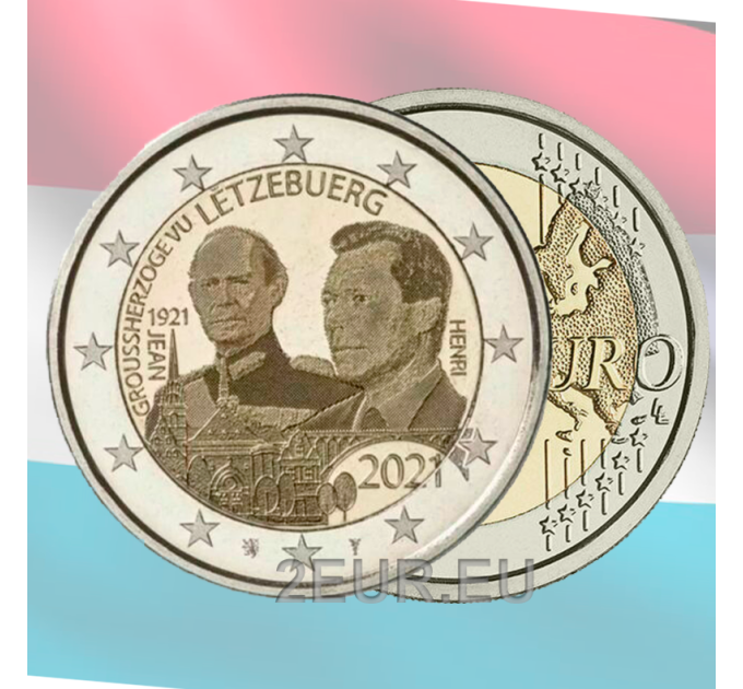 Luxemburg 2 euroa UNC 2021 - 100 vuotta suurherttua Jeanin syntymästä kuva