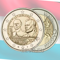 Luxemburg 2 euroa UNC 2021 - 100 vuotta suurherttua Jeanin syntymästä