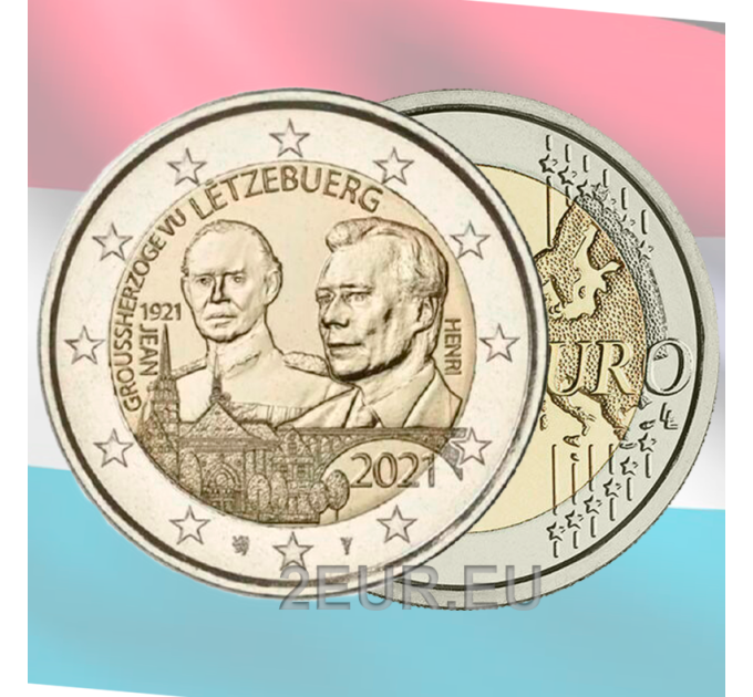 Luxemburg 2 euroa UNC 2021 - 100 vuotta suurherttua Jeanin syntymästä