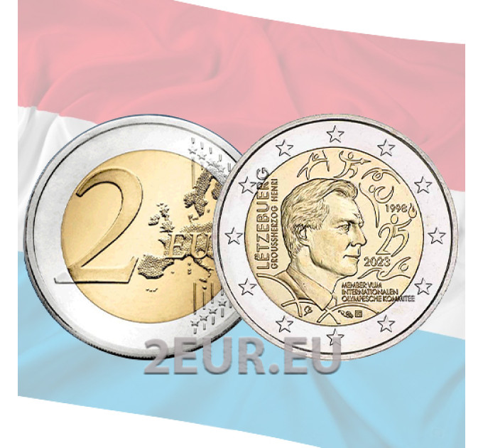 Luxemburg 2 euroa UNC 2023 - 25 vuotta suurherttua Henrin hyväksymisestä Kansainvälisen olympiakomitean jäseneksi