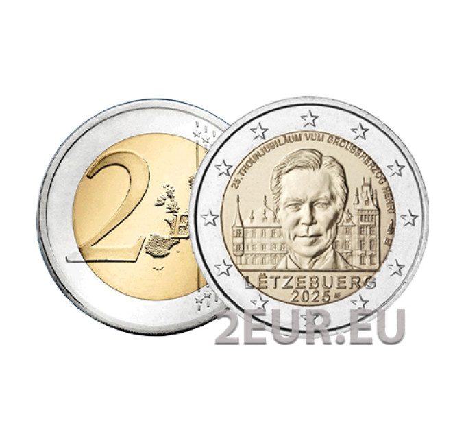 Luxemburg 2 euroa UNC 2025 - 25 vuotta suurruhtinas Henrin valtaistuimelle astumisesta