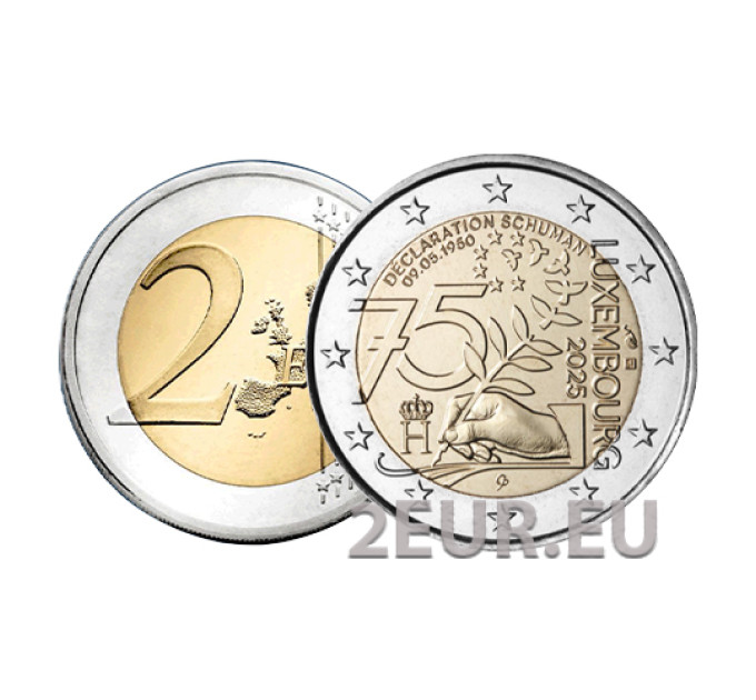 Luxemburg 2 euroa UNC 2025 - 75 vuotta Schumanin julistuksesta