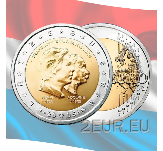 Luxemburg 2 euroa UNC 2005 - Henri ja Adolphe