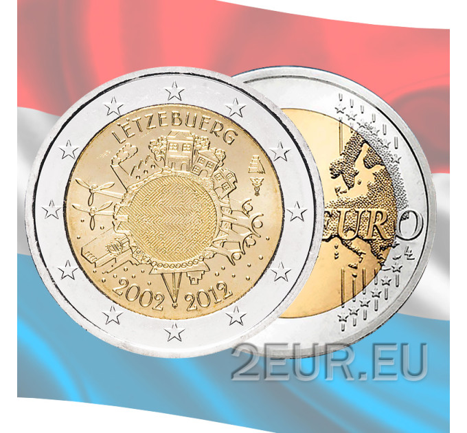 Luxemburg 2 euroa UNC 2012 - 10 vuotta Euro Cash