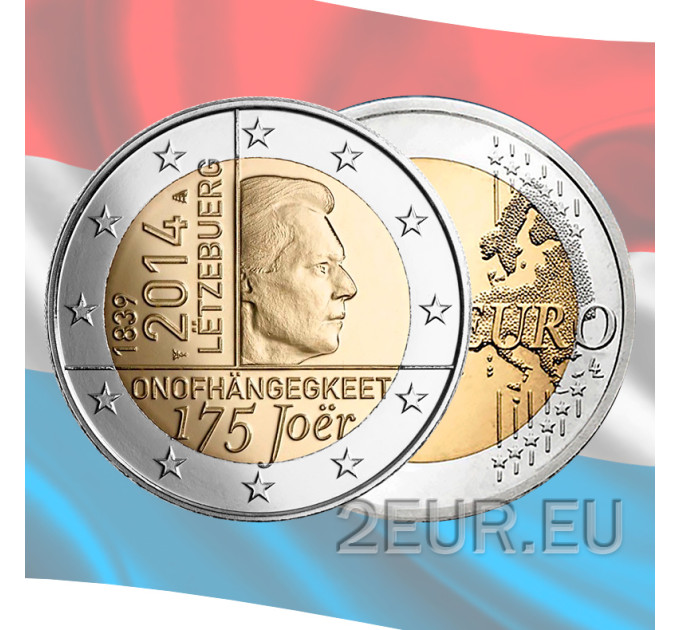 Luxemburg 2 euroa UNC 2014 - Luxemburgin suurherttuakunnan itsenäisyyden 175 vuotta