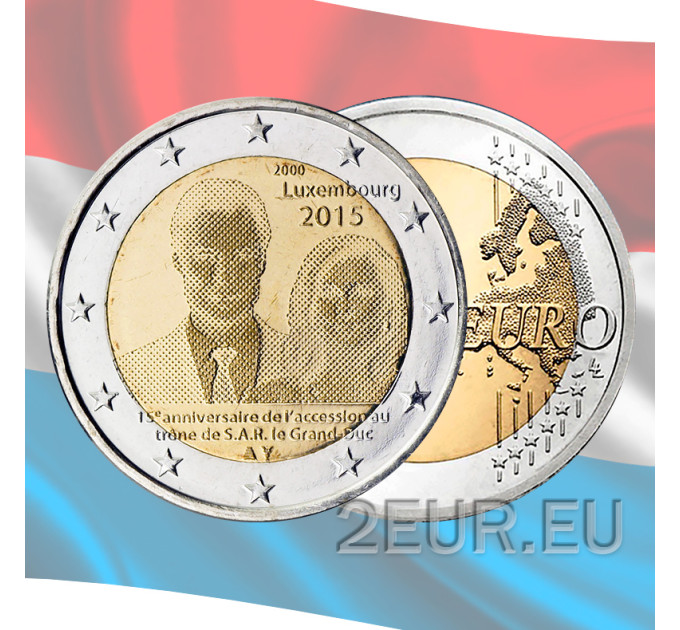 Luxemburg 2 euroa UNC 2015 - 15 vuotta H.R.H.n valtaistuimelle liittymisestä suurherttua