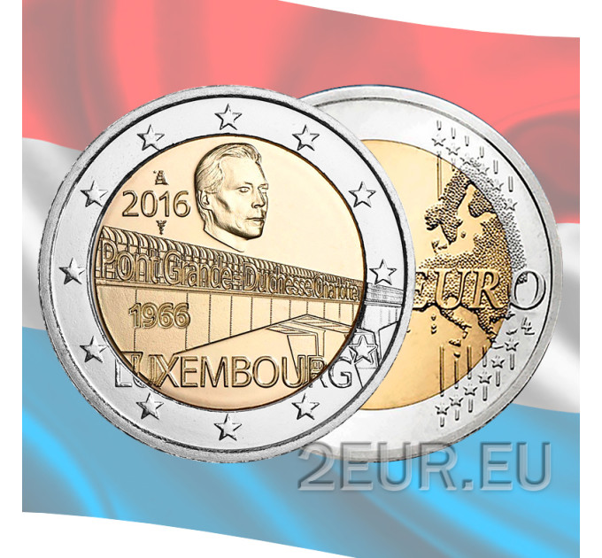 Luxemburg 2 euroa UNC 2016 - Suurherttuatar Charlotte Bridgen 50-vuotisjuhla