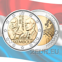 Luxemburg 2 euroa UNC 2018 - 175 vuotta suurherttua Guillaume I:n kuolemasta