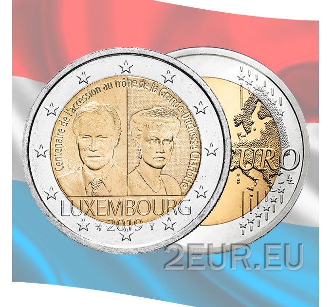 Luxemburg 2 euroa UNC 2019 - 100 vuotta suurherttuatar Charlotten valtaistuimelle noususta
