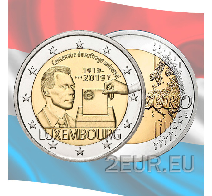 Luxemburg 2 euroa UNC 2019 - yleisen äänestysoikeuden satavuotisjuhla