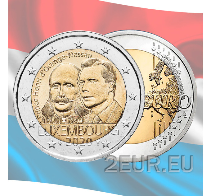 Luxemburg 2 euroa UNC 2020 - 200 vuotta Orange-Nassaun prinssin Henryn syntymästä