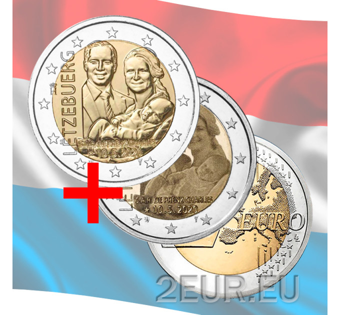 Luxemburg 2 euroa UNC 2020 - Prinssi Charlesin syntymä helpotus + kuva